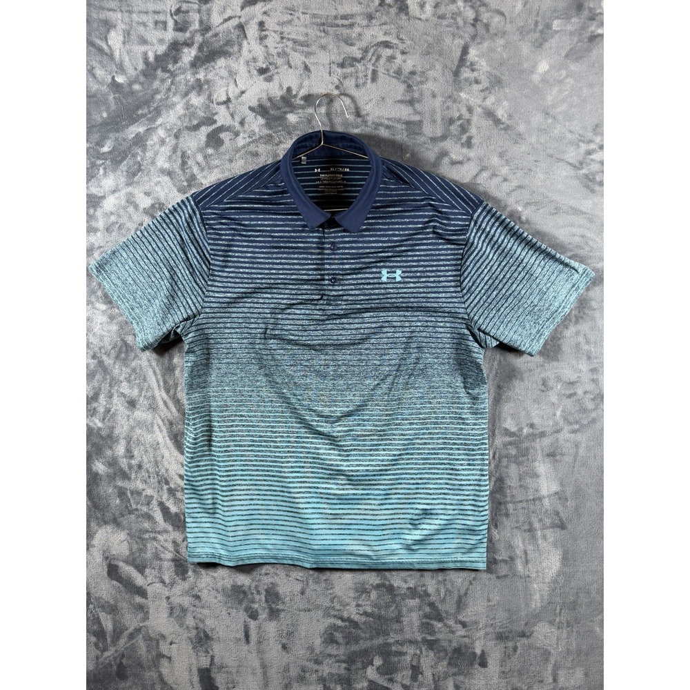 Under Armour Playoff Polo HEATGEAR Green/Blue Striped XL